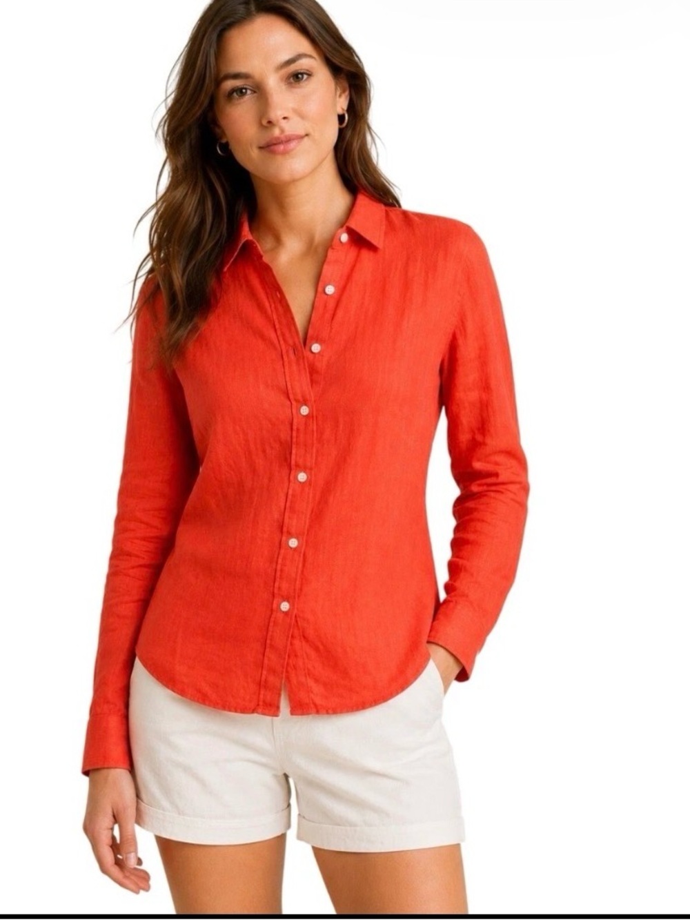 J. Crew Baird McNutt Orange Irish Linen Button Down 12